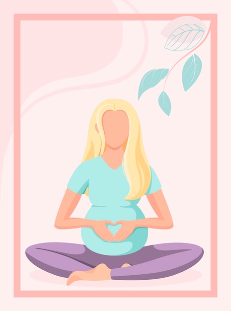 Yoga for pregnant women The lotus position Cartoon design