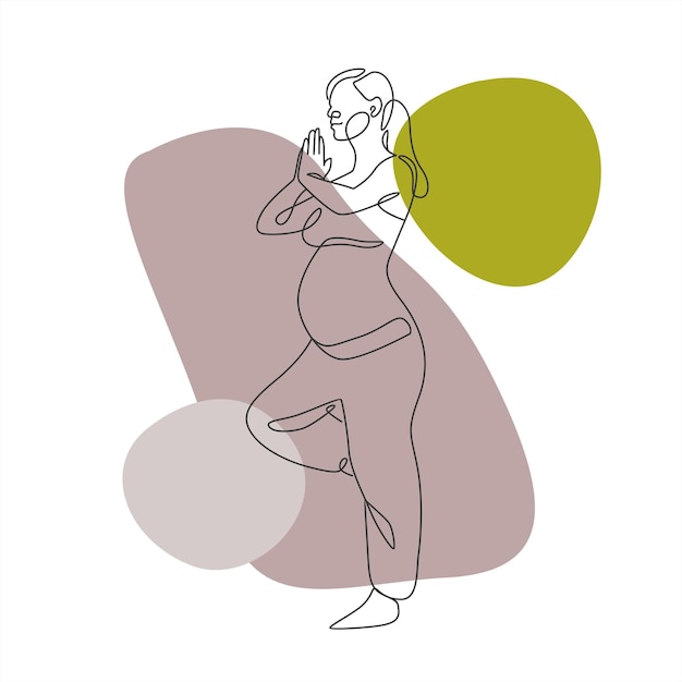 Yoga for pregnant women with minimal style line art