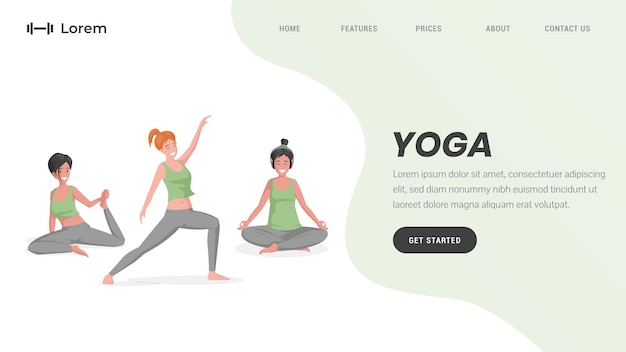 Yoga studio or online pilates landing page template with text