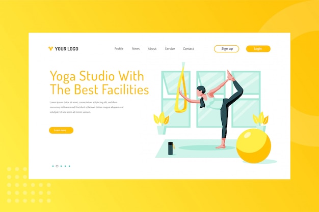 Yoga studio with the best facilities illustration on landing page