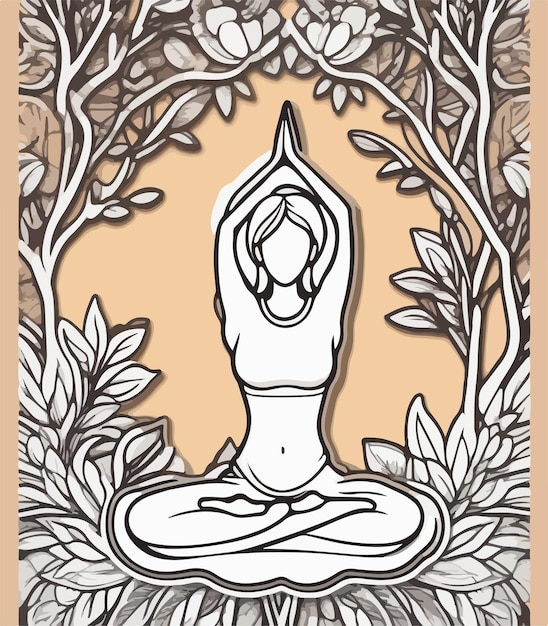 Yoga Tree Pose Line Art