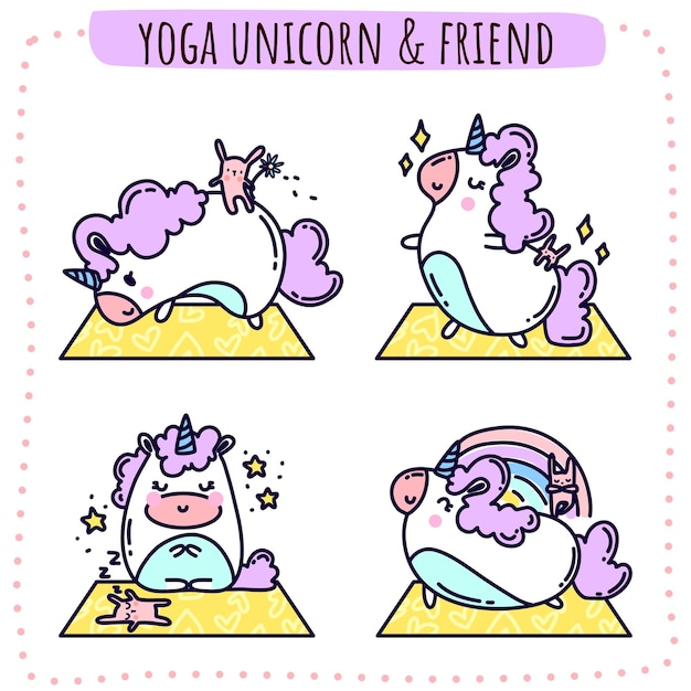 Yoga Unicorn and Friend Vector