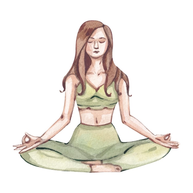 Vector yoga woman watercolor