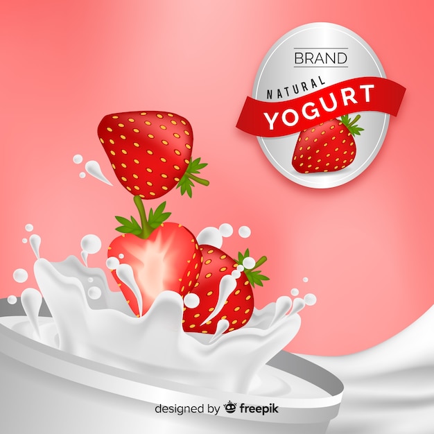 Yogurt advertisement with realistic design