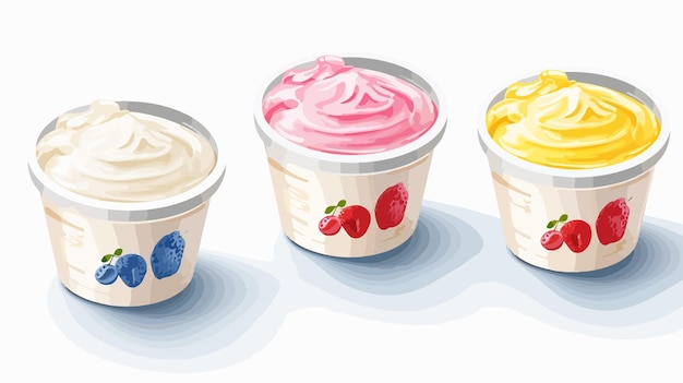 Vector yogurt packages arrangement four illustration