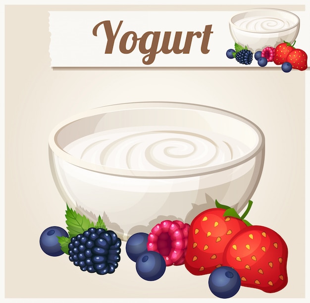 Yogurt with berries.  Detailed Icon