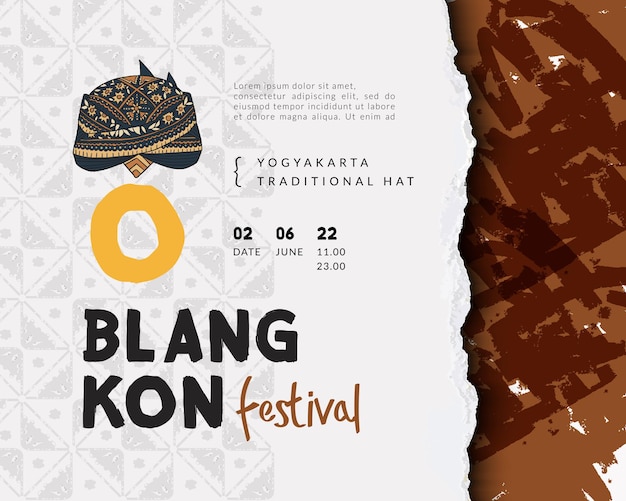 Yogyakarta blangkon festival banner hand drawn illustration indonesia culture