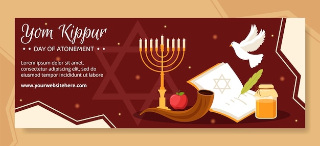 Yom Kippur Day Celebration Cover Template Hand Drawn Cartoon Flat Illustration