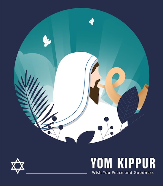 Yom Kippur Template Vector Illustration. Jewish Holiday Decorative Design