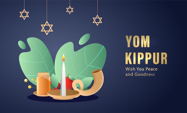 Yom Kippur Template Vector Illustration. Jewish Holiday Decorative Design