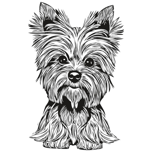 Yorkshire Terrier dog vector illustration hand drawn line art pets logo black and white