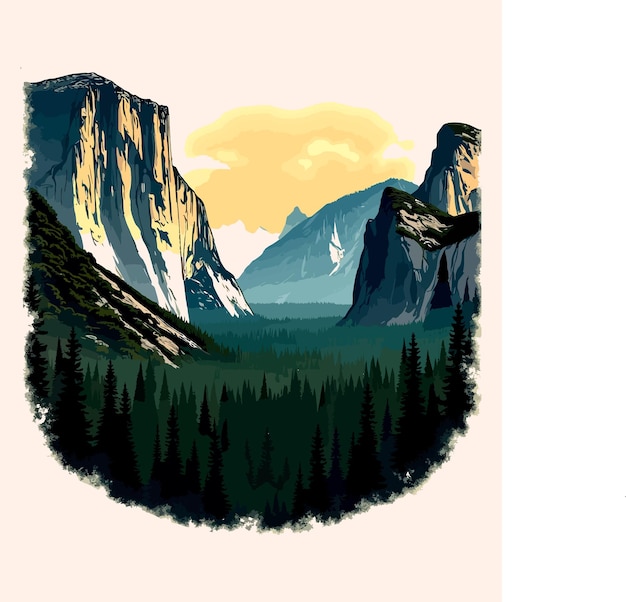 Vector yosemite national park vintage style design