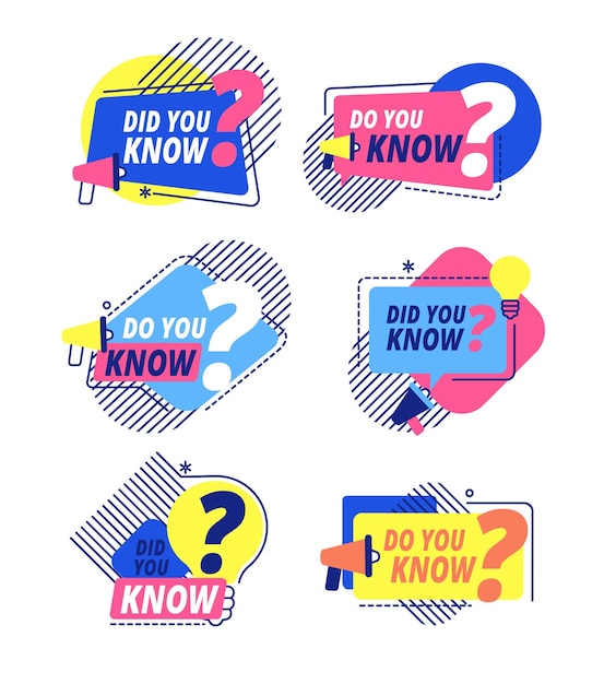 Do you know Questions templates did you know banners Interesting post abstract business isolated labels Vector color stickers set Question text label did you ask message bubble illustration