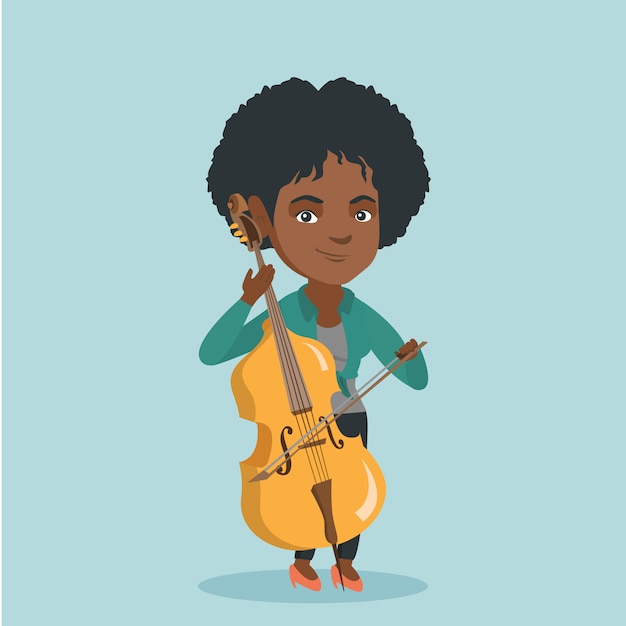 Young african-american woman playing the cello.