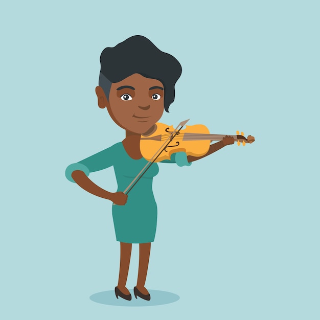 Young african-american woman playing the violin.