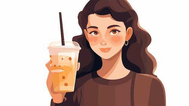 Young Asian Woman Enjoying Korean Bubble Milk Tea OnTheGo