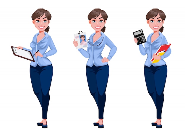 Young beautiful business woman cartoon character