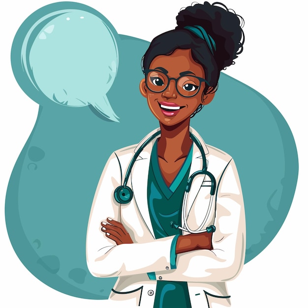 Vector young_black_female_doctor_veterinarian