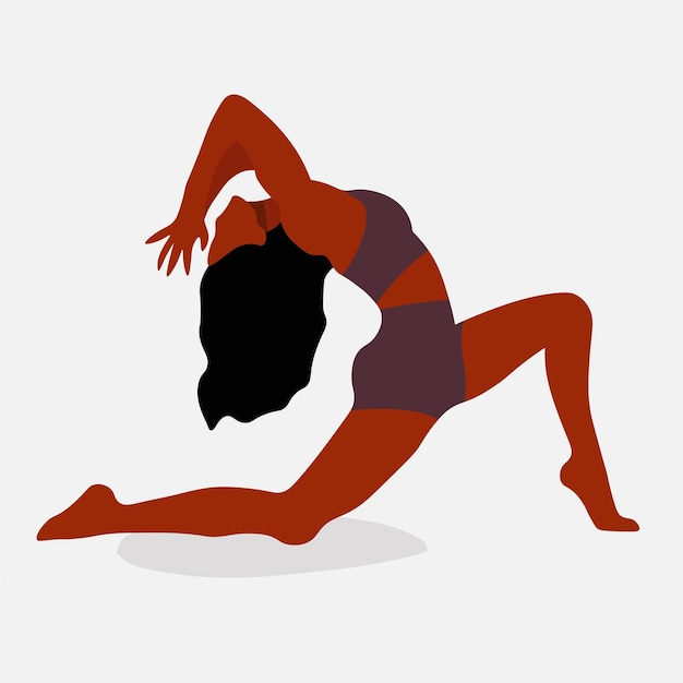 Young black girl practicing yoga in elegant line art style vector