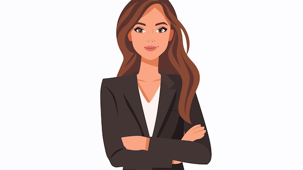 Vector young business lady flat vector isolated on white background