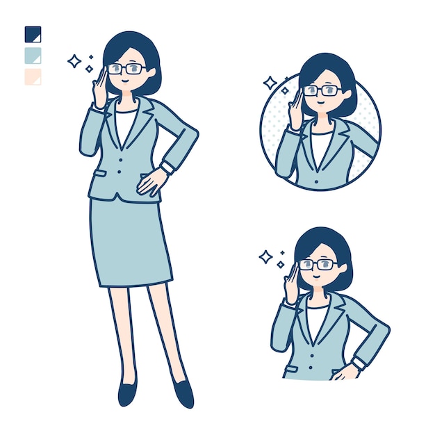 A young Business woman in a suit with Wearing glasses images.
It's vector art so it's easy to edit.