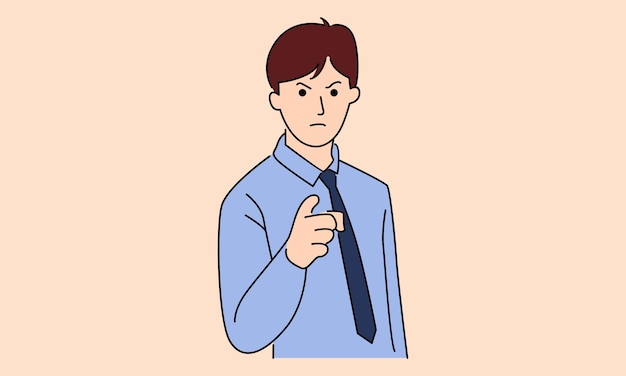 Young businessman pointing a finger