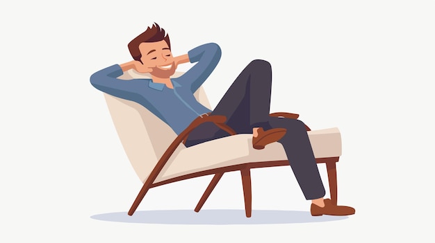 Young Businessman Relaxing in Flat Style Vector Illustration