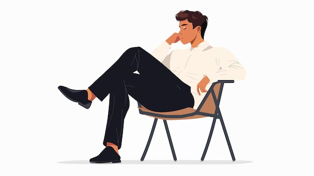 Young Businessman Relaxing in Flat Style Vector Illustration