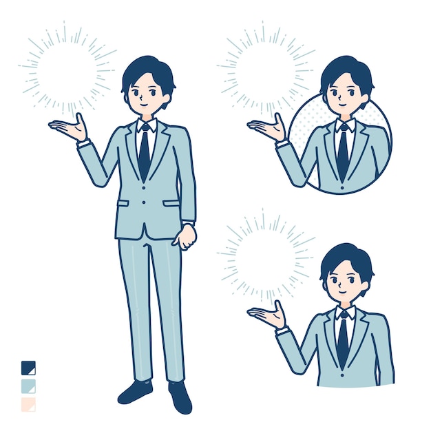 A young Businessman in a suit with Manipulating light images.
It's vector art so it's easy to edit.