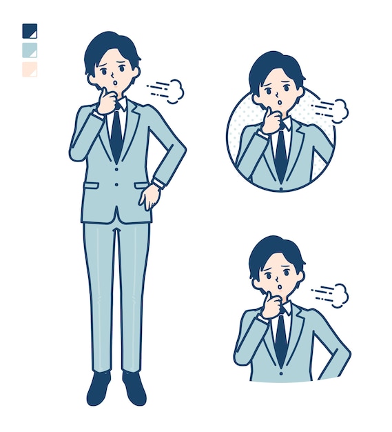 A young Businessman in a suit with Sighing images.
It's vector art so it's easy to edit.