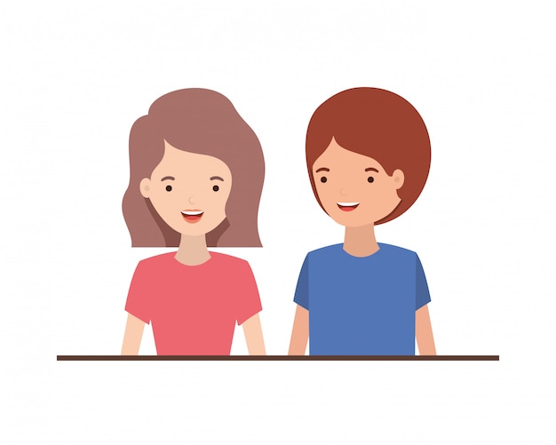 Young couple avatar character