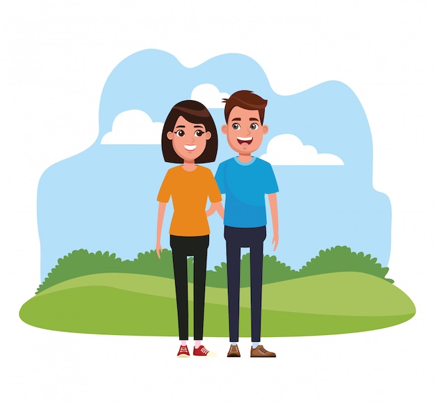 Young couple cartoon