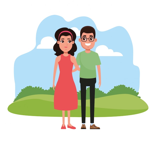 Young couple cartoon