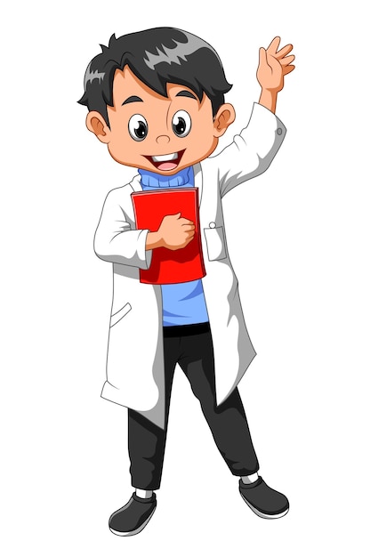 The young doctor is waving the hands of illustration