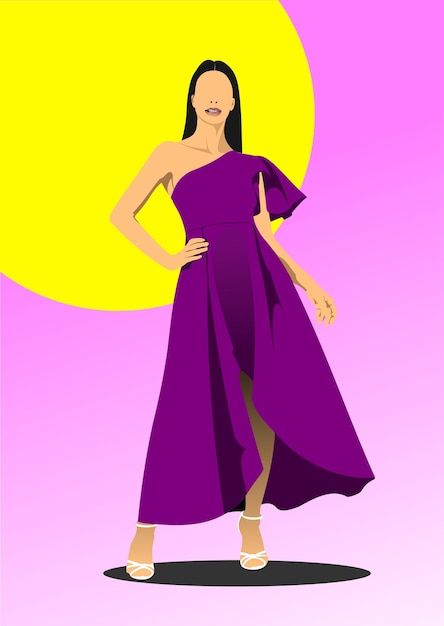 Vector young fashion women girls 3d vector illustration