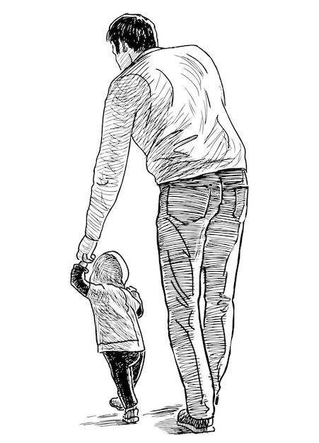 A young father with his baby going on a stroll