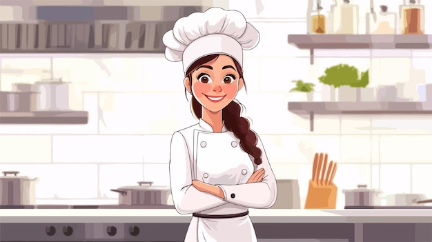 Young Female Chef Working in Commercial Kitchen