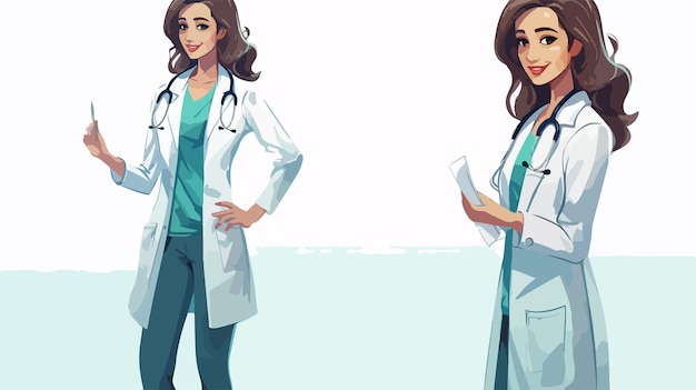 Vector young female doctor wearing stethoscope