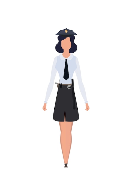 Young female officer professional military female character Illustration