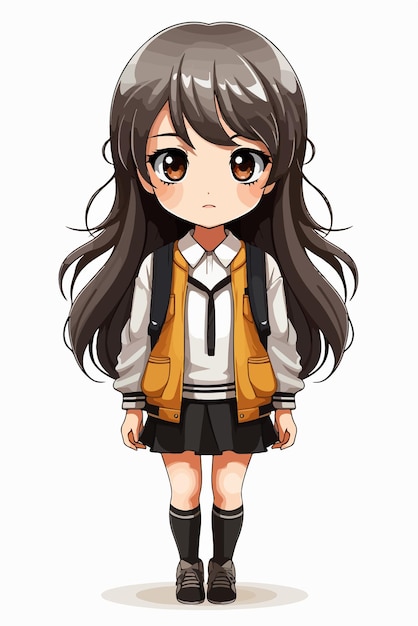 Young girl anime style character vector illustration design manga anime girl