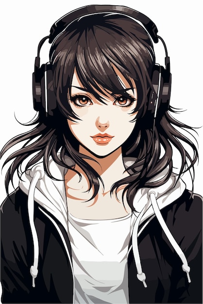 Young girl anime style character vector illustration design manga anime girl