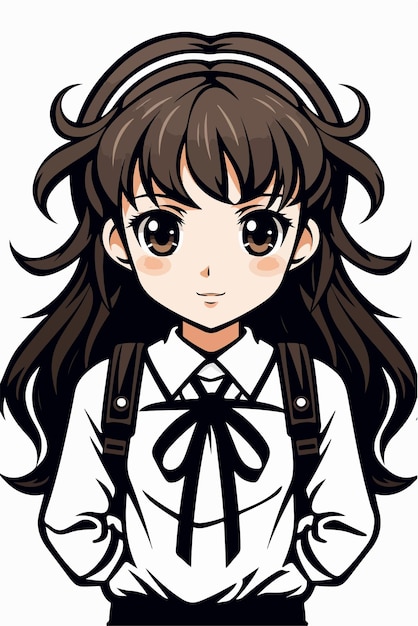 Young girl anime style character vector illustration design manga anime girl