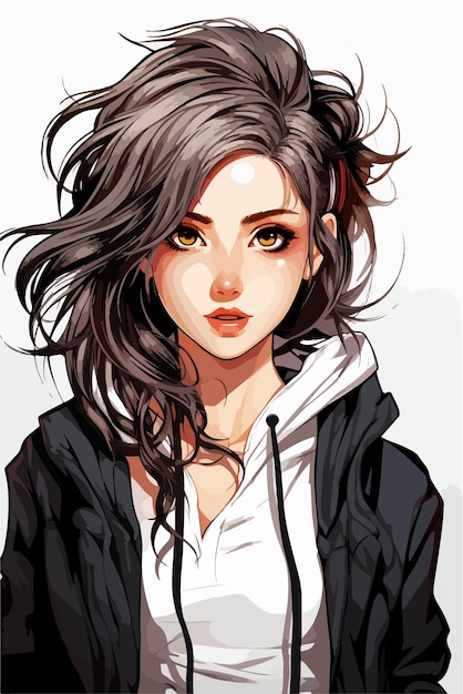 Young girl anime style character vector illustration design manga anime girl