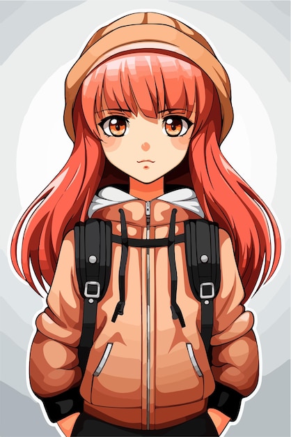 Young girl anime style character vector illustration design manga anime girl