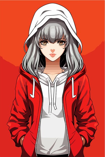 Young girl anime style character vector illustration design manga anime girl