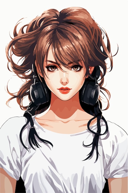 Young girl anime style character vector illustration design manga anime girl