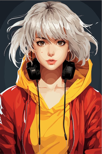 Young girl anime style character vector illustration design manga anime girl