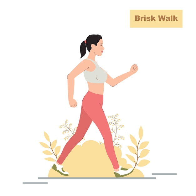 Young Girl Brisk Walking Illustration