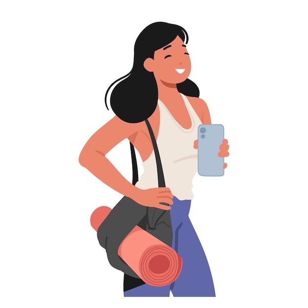 Young Girl Fitness Enthusiast Character Capturing Her Gym Workout With Selfie Showcasing Fit Body While Embracing The Modern Trend Of Selfexpression Through Photography Cartoon Vector Illustration