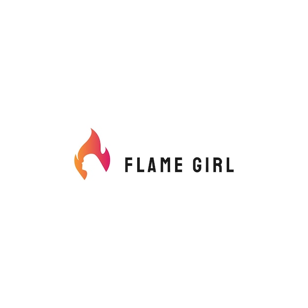 Young girl flame beauty salon logo vector design template